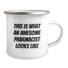 Pharmacist Gifts from Men to Awesome Grads, Enamel Camping Mug with Inspirational Quote 'This Is What An Awesome Pharmacist Looks Like' - Image 2
