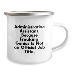 Funny Administrative Assistant Gifts from Friends - Inspirational Mug for Her - Cute Camping Mug with 'Freaking' genius Quote for Christmas Unique Gifts - Image 2