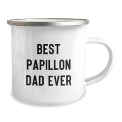 Papillon Dog Lover Gifts from Friends for Best Dad Ever Funny Camping Mug, Birthday Unique Gifts - Image 2