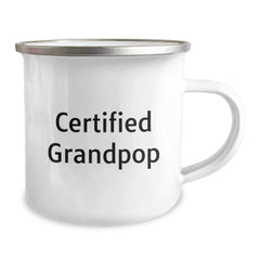 Funny Grandpop Gifts from Men to Grandpop for Camping Graduation Mug, 'Certified Grandpop' Quote, 12 oz Stainless Steel with Enamel Finish, Perfect for Family and Friends - Image 2