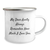 Funny Aunty Birthday Unique Gifts from Men - My Dear Aunty Always Remember How Much I Love You, 12 oz Camping Mug with Enamel Finish - Image 2