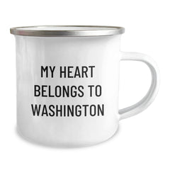 Washington Enthusiast Gifts from Friends to Family - My Heart Belongs To Washington Camping Mug, Funny Quote for Birthday - Image 2