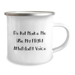 Funny Flight Attendant Gifts for Men Christmas Unique Gift Ideas from Coworkers, Flight Attendant Camping Mug with Humorous 'Do Not Make Me Use My Flight Attendant Voice' Quote - Image 2