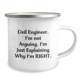 Civil Engineer Funny Mugs Gifts from Friends for Him This Christmas, Explaining Why I'm Right Camping Mug, Unique Camping Mugs for Engineers - Image 2
