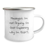 Gifts from Friends to Mixologist Men - Funny Mixologist Camping Mug, Christmas Unique Gifts for Men, 'I'm Not Arguing, I'm Just Explaining Why I'm Right' Enamel Camping Mug - Image 2