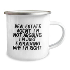 Funny Real Estate Agent Gifts - Camping Mug, 'I'm Not Arguing. I'm Just Explaining...' - Gifts for Real Estate Agent Friends and Family - Image 2