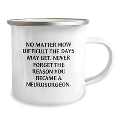 Funny Inspirational Gift for Neurosurgeons - Christmas Unique Gifts from Friends to Family - 'No Matter How Difficult The Days May Get. Never Forget The Reason You Became A Neurosurgeon.' Camping Mug - Image 2