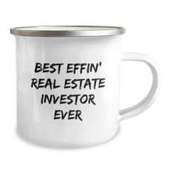 Funny Real Estate Investor Gifts from Friends - Best Effin' Real Estate Investor Ever Quote on Camping Mug for Men, Unique Graduation Gifts for Women, Coworkers, and Family - Image 2