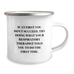Funny Respiratory Therapist Gifts, Inspirational Quote Camping Mug, Gifts from Friends for Respiratory Therapist Graduation, 12 oz Stainless Steel Enamel Mug - Image 2