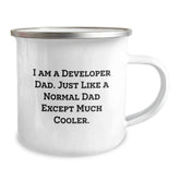 Developer Dad Gifts, Funny Camping Mug for Graduation, 'I Am A Developer Dad' Enamel Print, 12 oz Stainless Steel, Gifts from Dad to Developer - Image 2