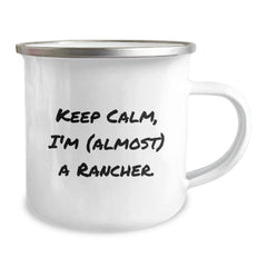 Funny Rancher Gifts from Friends, 'Keep Calm, I'm (almost) A Rancher' Camping Mug for Birthday, Rancher-Themed Mugs for Men and Women - Image 2