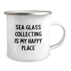 Sea Glass Collecting Gifts from Men to Women - Funny Valentine's Unique Gifts for Sea Glass Collectors, Camping Mug with Inspirational Quote - 'Sea Glass Collecting Is My Happy Place' - Image 2