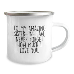 Funny Sister-in-law Gifts from Men, Sister-in-law Camping Mug with Inspirational Quote to My Amazing Sister-in-law, Unique Christmas Unique Gifts - Image 2