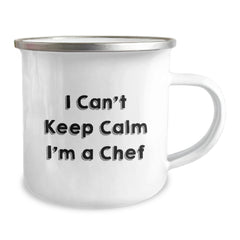 Funny Chef Gifts from Friends for Birthday, I Can't Keep Calm I'm A Chef, Camping Mug, 12 oz, Stainless Steel with Enamel Finish - Image 2