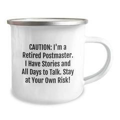 Funny Postmaster Gifts, Camping Mug for Retired Postmasters - 'Caution: I'm A Retired Postmaster...' - Birthday Unique Gifts from Friends and Family - Image 2