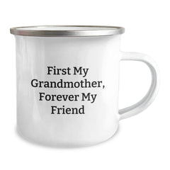 Funny Grandmother Gifts for Her - 'First My Grandmother, Forever My Friend' Camping Mug, Stainless Steel with Enamel Finish, 12 oz Capacity, Perfect for Christmas Unique Gifts from Family - Image 2