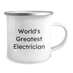 Funny Electrician Gifts for Men from Friends, World's Greatest Electrician Enamel Camping Mug, Birthday Unique Gifts - Image 2