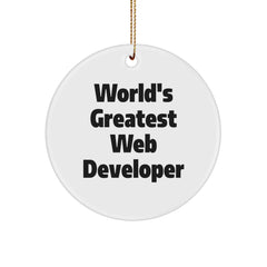 Web Developer Gifts for Men, Funny 'World's Greatest Web Developer' Circle Ornament, Unique Christmas Unique Gifts from Friends - Image 1