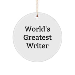 Funny Christmas Unique Gifts for Writers, World's Greatest Writer Circle Ornament from Friends, Unique Writer Decorations - Image 1
