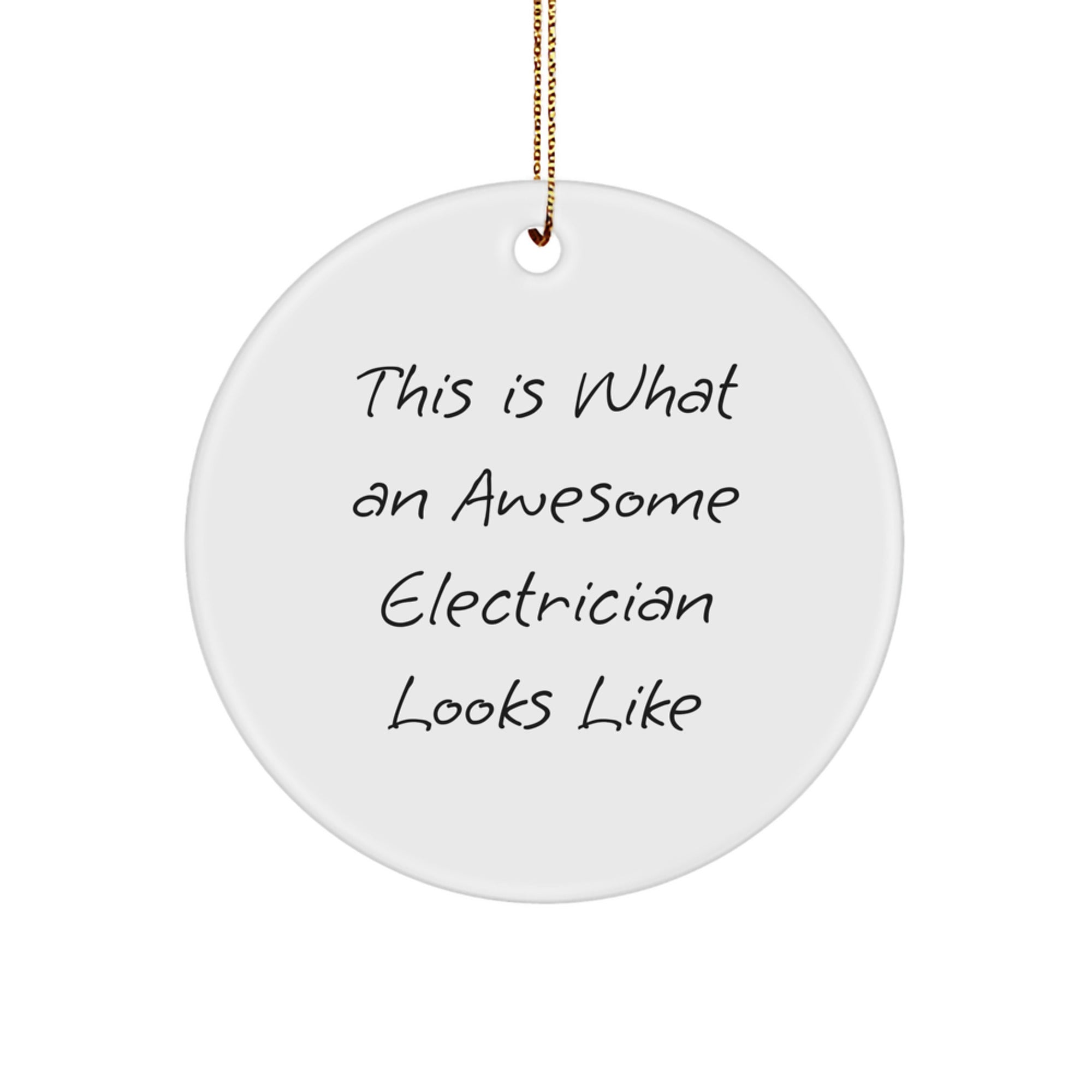 Funny Electrician Gifts from Friends, Circle Ornament with 'This Is What An Awesome Electrician Looks Like' Quote, Perfect for Christmas - Image 1