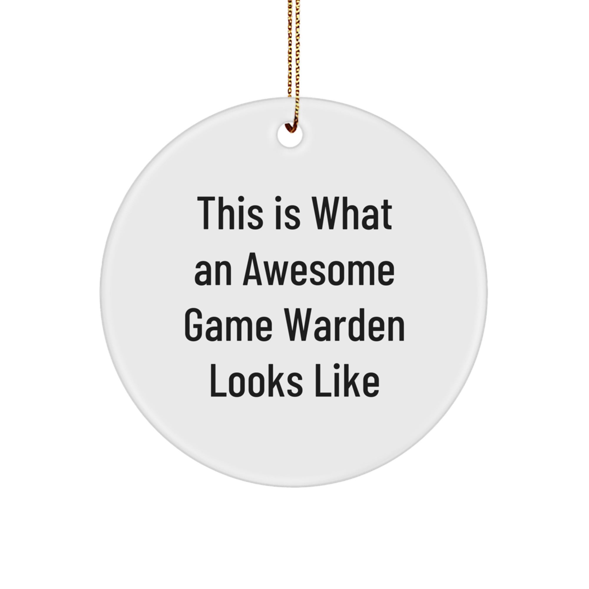 Funny Game Warden Gifts from Family, Christmas Unique Gifts for Game Warden Men, Circle Ornament Quote This Is What An Awesome Game Warden Looks Like - Image 1