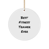 Fitness Trainer Gifts from Friends, 'Best Fitness Trainer Ever' Circle Ornament, Christmas Unique Gifts for Men or Women - Image 1