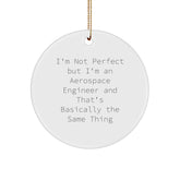 Funny Aerospace Engineer Gifts for Men from Friends - Christmas Unique Circle Ornament with 'I'm Not Perfect But I'm An Aerospace Engineer' Quote - Image 1