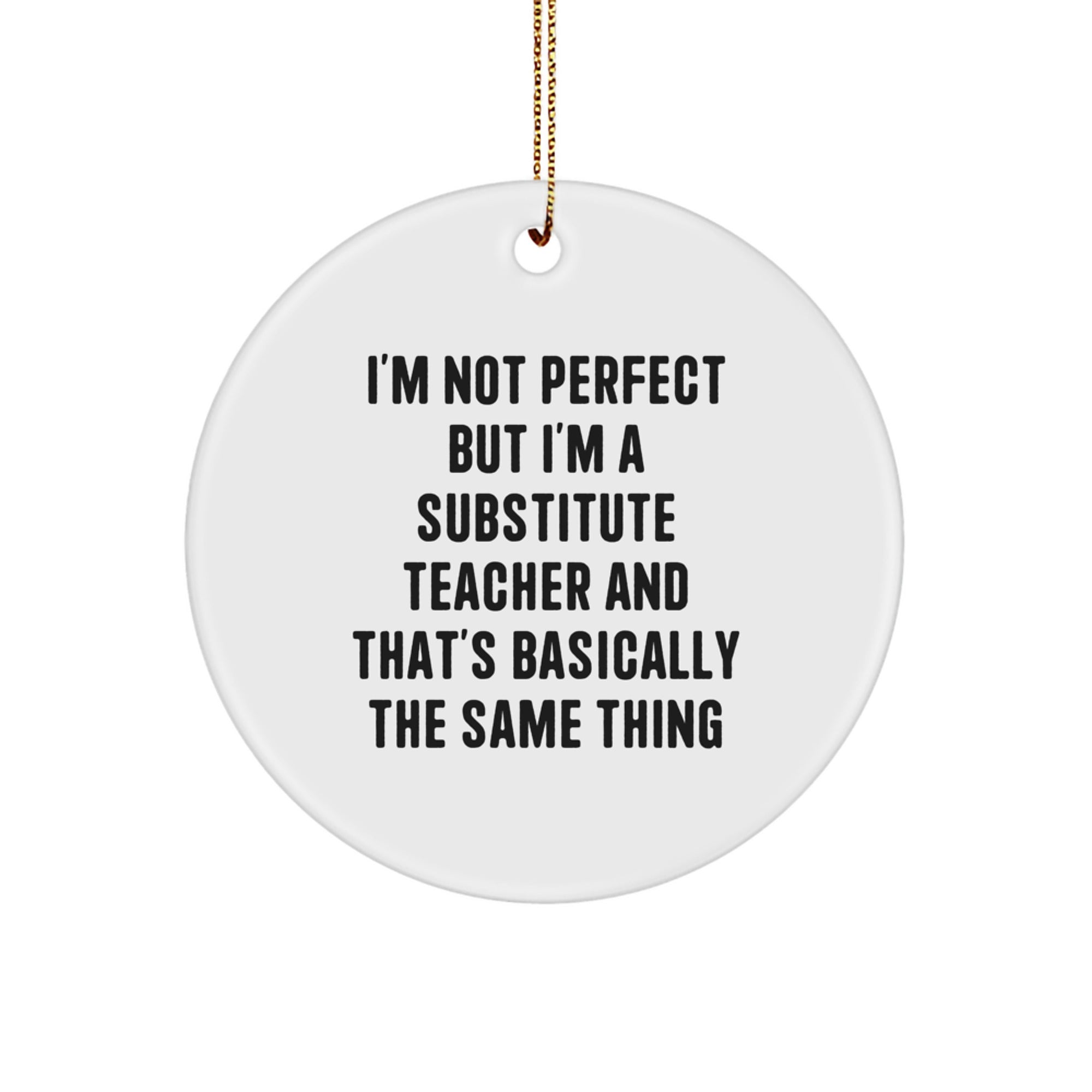 Funny Substitute Teacher Gift, 'I'm Not Perfect' Circle Ornament, Gifts from Friends, Christmas Unique Presents for Substitute Teachers - Image 1
