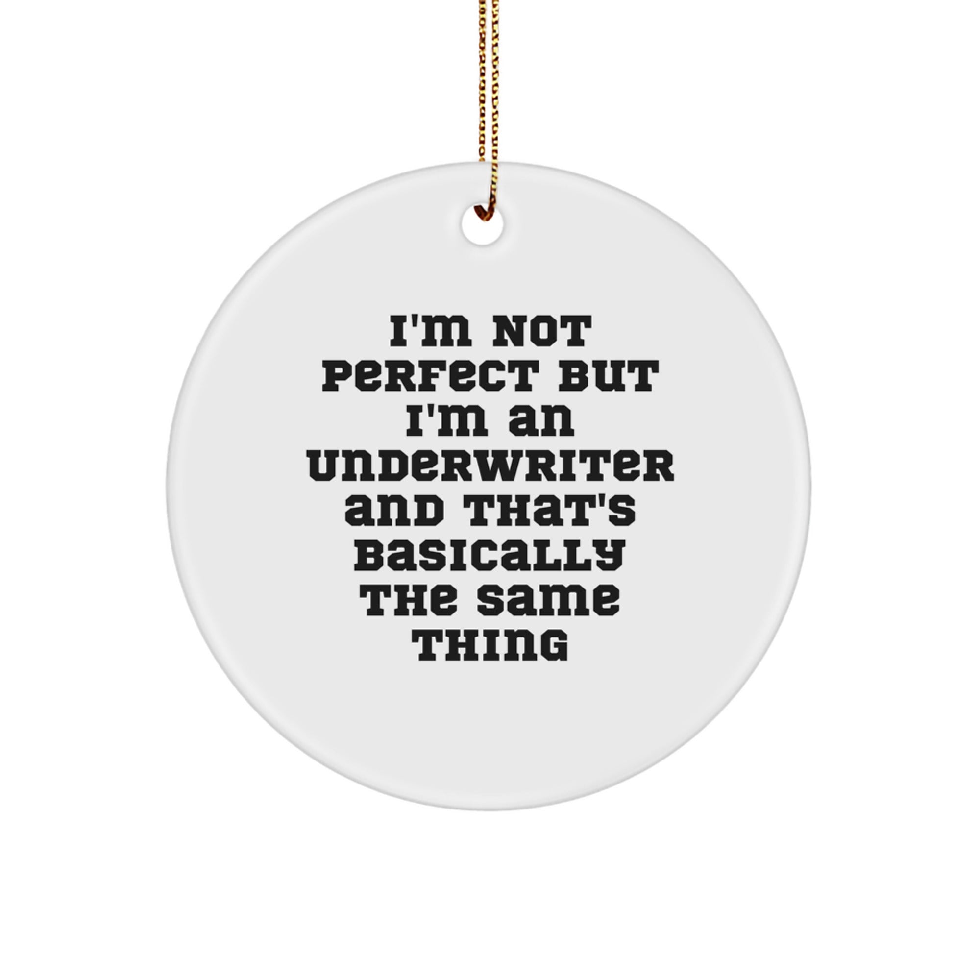Underwriter Gifts from Friends - I'm Not Perfect Circle Ornament, Funny Quote Christmas Decorations for Home Office - Image 1