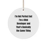 Funny Web Developer Gifts from Friends - 'I'm Not Perfect' Circle Ornament for Men, Women, Coworkers, or Family at Christmas - Image 1