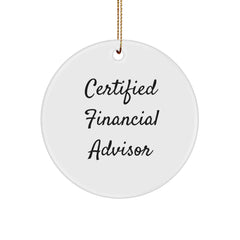 Funny Financial Advisor Gifts from Friends for Christmas - 'Money Can't Buy Happiness' Circle Ornament - Image 1