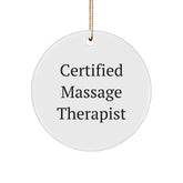 Massage Therapist Gifts from Friends to Family - 'Relaxation is Key' Circle Ornament, White, Christmas Unique Gifts - Image 1