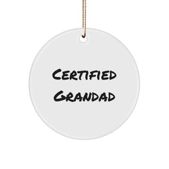 Funny Grandad Christmas Circle Ornament Gifts from Family - 'Certified Grandad' Quote, White, 2.75'' Tall, Lightweight, Easy to Hang - Image 1