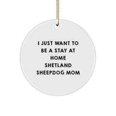 Shetland Sheepdog Mom Funny Christmas Circle Ornament Gifts from Family Friends for Home Decor - Image 1