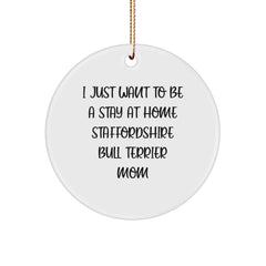 Staffordshire Bull Terrier Dog Mom Circle Ornament Gifts from Family Friends Christmas Unique Decorations for Home - Image 1