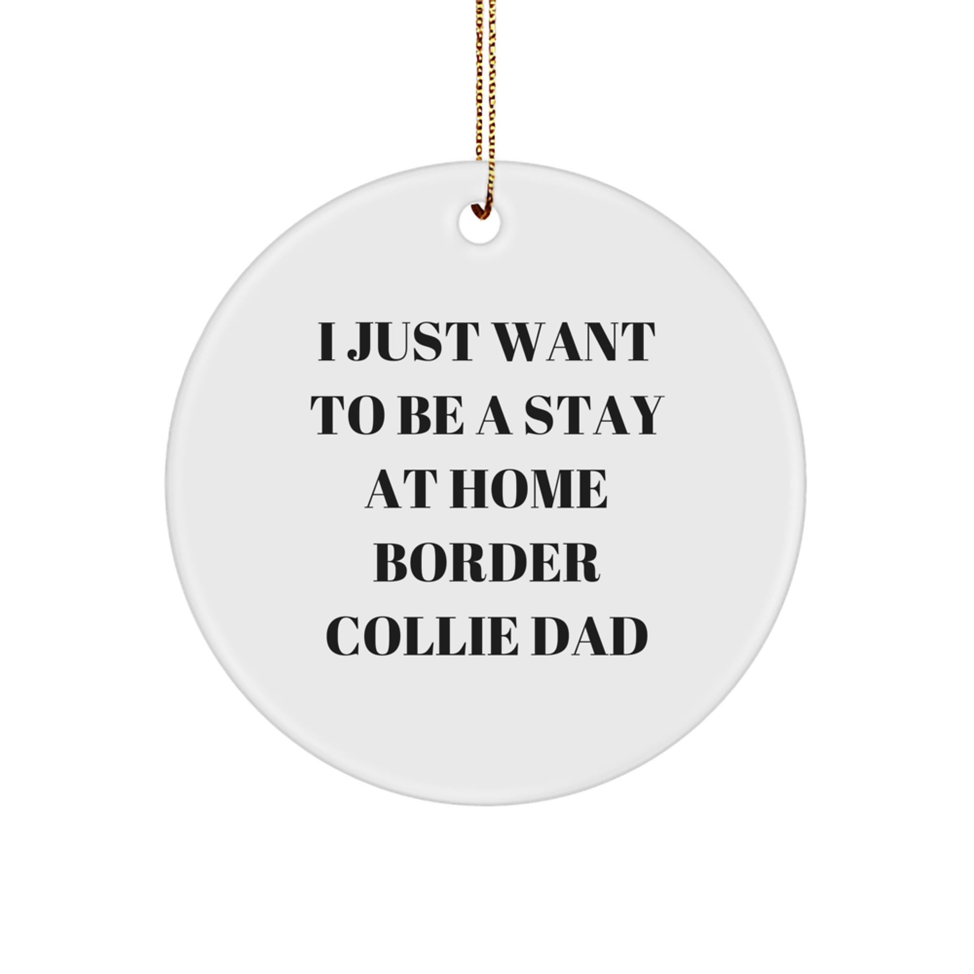 Funny Border Collie Dog Gifts from Dad to Border Collie Dog - I Just Want To Be A Stay At Home Border Collie Dad Circle Ornament for Christmas - Image 1