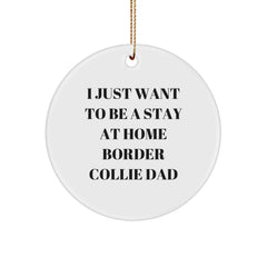 Funny Border Collie Dog Gifts from Dad to Border Collie Dog - I Just Want To Be A Stay At Home Border Collie Dad Circle Ornament for Christmas - Image 1