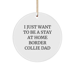 Funny Border Collie Dog Gifts from Men to Friends for Christmas - 'I Just Want To Be A Stay At Home Border Collie Dad' Circle Ornament - Image 1