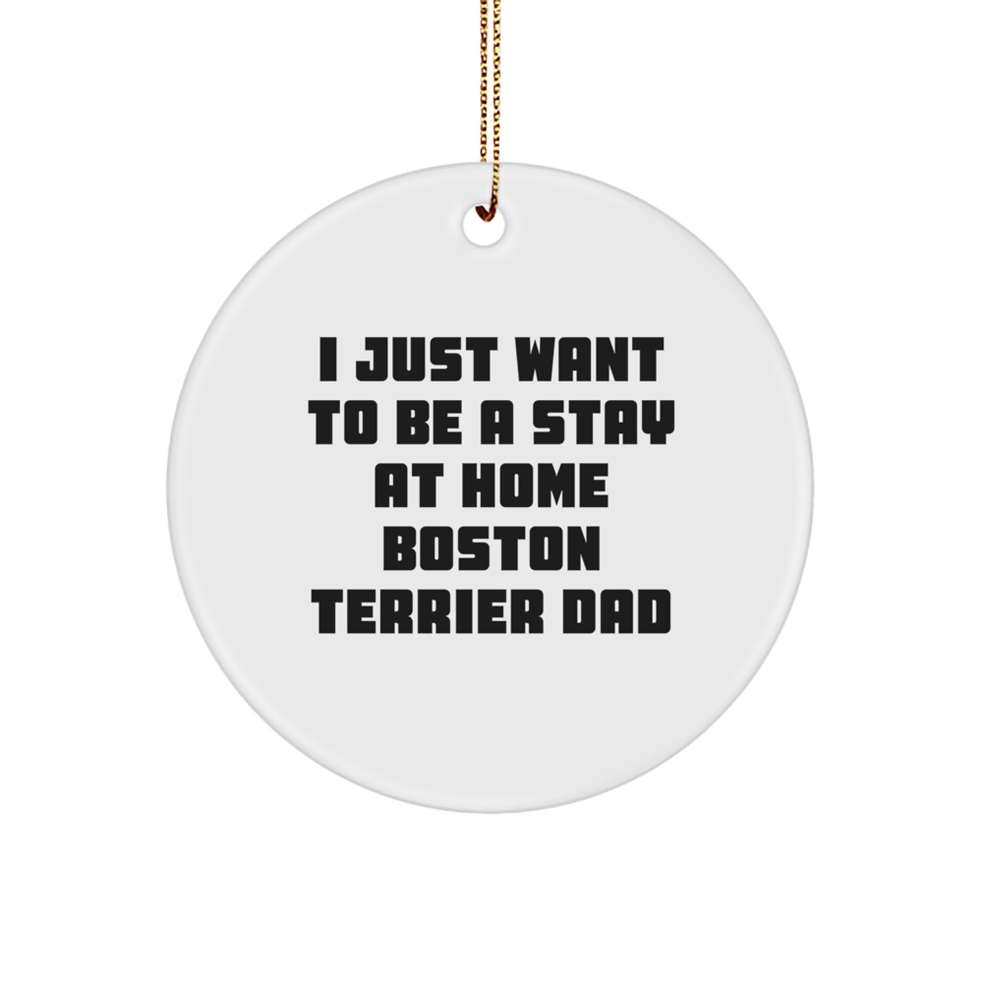 Boston Terrier Dad Circle Ornament, Funny Quote Gifts from Men to Boston Terrier Dog Father, Christmas Unique Gifts - Image 1