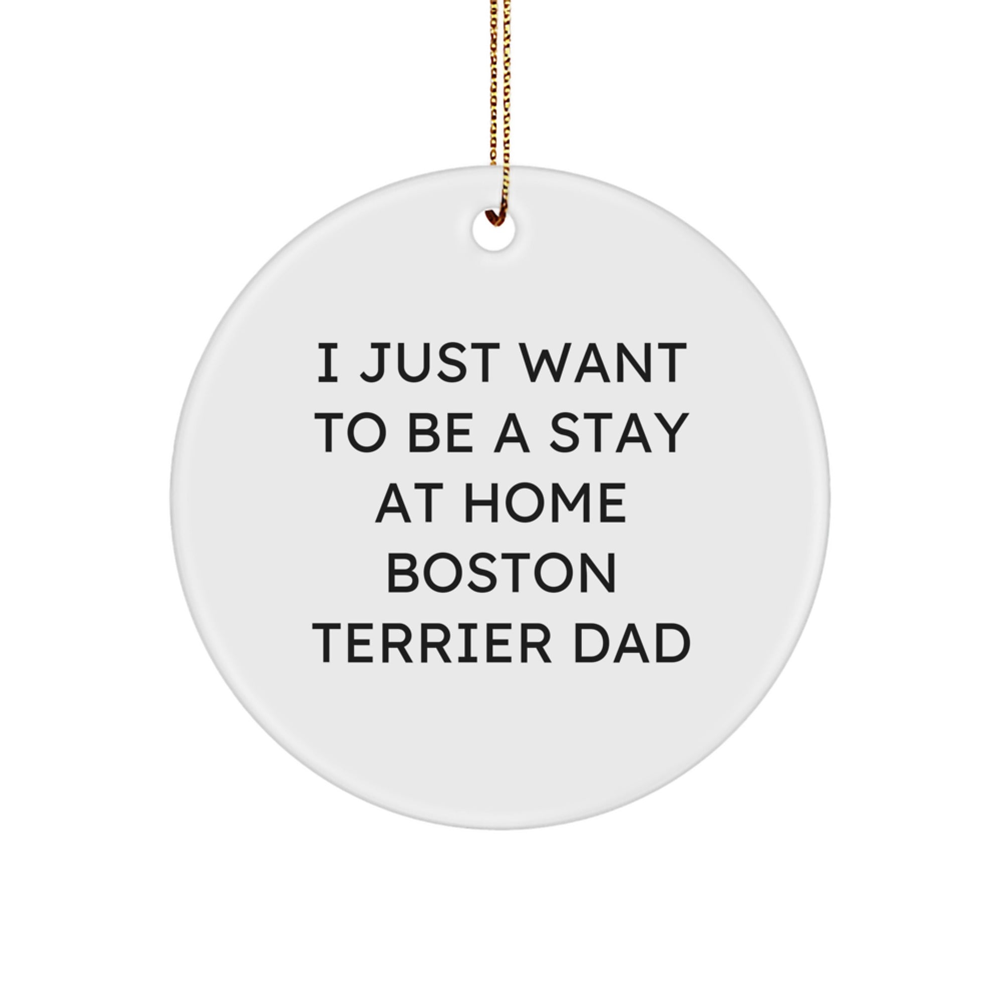 Boston Terrier Dad Gifts, Funny Quote Circle Ornament, I Just Want To Be A Stay At Home Boston Terrier Dad, Christmas Unique Gifts from Mom, Gifts for Boston Terrier Dog Lovers - Image 1