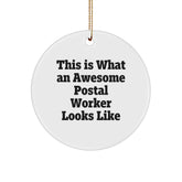 This Is What An Awesome Postal Worker Looks Like, Funny Circle Ornament Gift, Gifts from Men to Postal Worker, for Christmas - Image 1