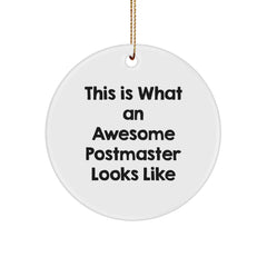 Funny Postmaster Gifts from Friends, This Is What An Awesome Postmaster Looks Like Circle Ornament, Christmas Unique Gifts for Postmaster - Image 1
