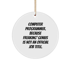 Funny Computer Programmer Gifts from Friends, Unique Circle Ornament Inspirational Quote for Men or Women Christmas Unique Gifts - Image 1
