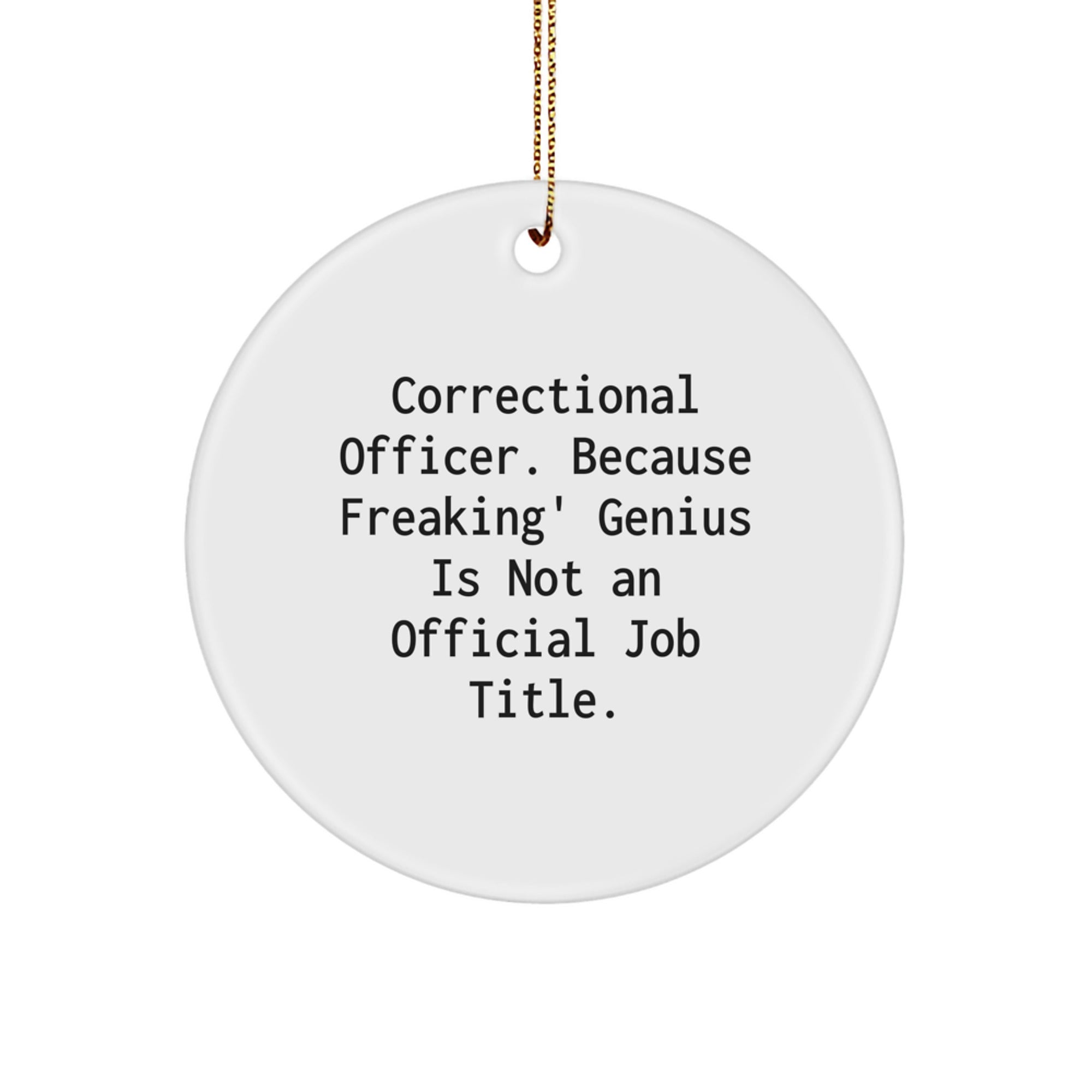 Funny Correctional Officer Gifts from Friends - Circle Ornament, Correctional Officer Because Freaking' genius Quote, Holiday Unique Gifts, Christmas Decorations - Image 1