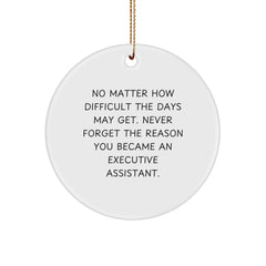 Executive Assistant Gifts from Friends - Inspirational Circle Ornament for Christmas - 'No Matter How Difficult The Days May Get.' - Image 1