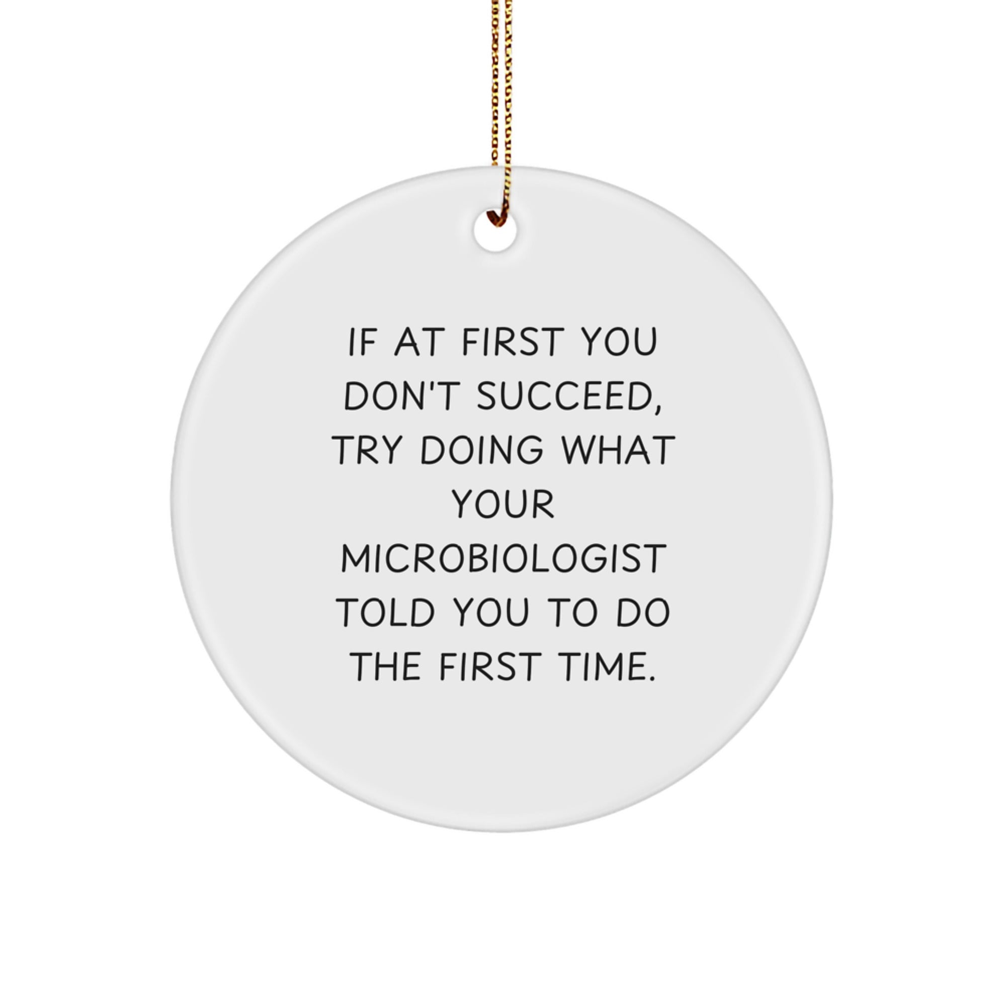 Funny Microbiologist Gifts for Christmas - 'If At First You Don't Succeed' Circle Ornament from Friends and Family - Image 1