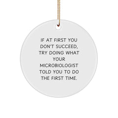 Funny Microbiologist Gifts for Christmas - 'If At First You Don't Succeed' Circle Ornament from Friends and Family - Image 1