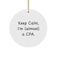 Funny CPA Gifts for Men Keep Calm Almost There Circle Ornament, Christmas Memorable Presents from Friends, Family, Coworkers, Gifts for CPA - Image 1