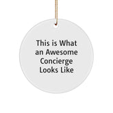 Gifts from Friends, Family, or Coworkers - This Is What An Awesome Concierge Looks Like, Christmas Circle Ornament, Unique Gifts for Concierge - Image 1