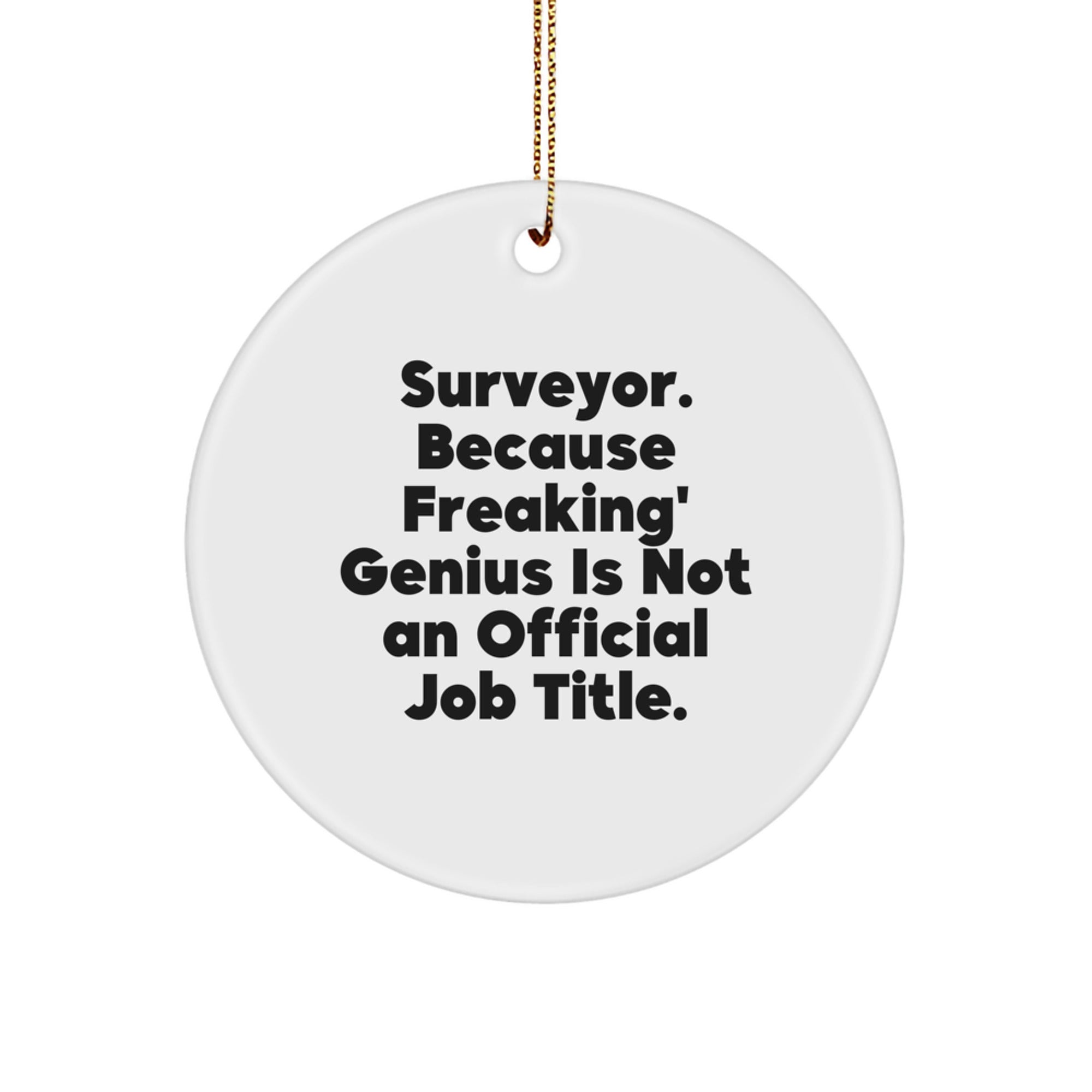 Funny Surveyor Gifts from Men, Unique Circle Ornament for Surveyor Friends, 'Surveyor. Because Freaking' genius Is Not An Official Job Title.' Christmas Unique Gifts - Image 1